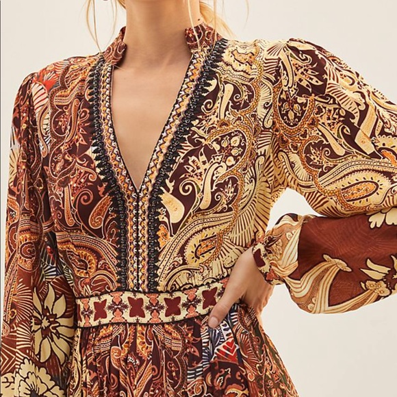 Anthropologie Bhanuni by Jyoti Embroidered Beaded Long Sleeve Maxi Dress NWT 2 - Picture 4 of 16